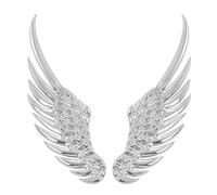 sourcing map Voiture Ton Argent Alliage Ange Ailes Badge Autocollants 2 Pièces