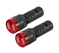 sourcing map Voyant lumineux de pilotage, 12 V, 24 V, 220 V, lumière clignotante avec avertisseur sonore, 16 mm, LED rouge, 24V (2Qty)