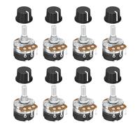 sourcing map WH138 Lot de 8 potentiomètres rotatifs 100 K Ohm à 3 broches à résistance variable avec interrupteur en plastique noir 24 mm pour régulation de la vitesse de l'onduleur