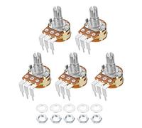 sourcing map WH148 Lot de 5 potentiomètres avec interrupteur 100 K Ohm résistances variables à un tour en film de carbone rotatif conique