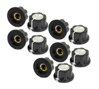 sourcingmap 10 Pièces Noir Argent Ton 19mm Couvercle Boutons Rotatifs pour 6mm Diamètre Arbre Potentiomètre