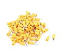 sourcingmap 100 Pcs 1,5-2,5 mm2 Cosse à Sertir électrique Embout de Câblages Fil Sertissage Borne Connecteur Terminal Anneau Jaune 16-14AWG