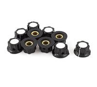 sourcingmap 10pcs Bouton Potentiomètre 6mm diamètre trou arbreboutons rotatifs supérieurs noirs argentés de 16 mm