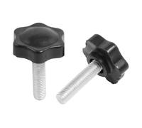 sourcingmap 2 pcs M8 x 32 mm Filetage mâle 30 mm étoile Tête de serrage Bouton Noir