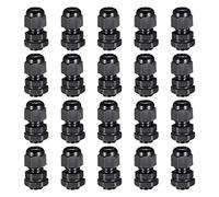 Sourcingmap 20 pcs Pg7 Presse-étoupe Plastique étanche Joint réglable Écrou est Noir pour 3 Mm-6.5 mm Dia Fil de câble