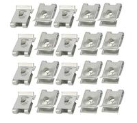 sourcingmap 20pcs Clips Écrou U pour Carénage Carrosserie Panneau Voiture Moto Fixation pour M4/ST4.2 Vis 65Mn Ressort Acier Argenté 17mm x 11mm