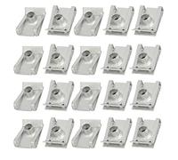 sourcingmap 20pcs Clips Écrou U pour Carénage Carrosserie Panneau Voiture Moto Fixation pour M6 vis 65Mn ressort acier ton argent 25mm x 16mm