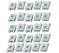 sourcingmap 25pcs Clips Écrou U pour Carénage Carrosserie Panneau Voiture Moto Fixation pour M4 Vis 65Mn Ressort Acier Argenté 14mm x 10mm