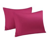 Sourcingmap 2pcs Taie d'oreiller Fermeture éclair 300 Fils en Coton égyptien Fuchsia King (20" x 36")