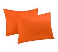 Sourcingmap 2pcs Taie d'oreiller Fermeture éclair 300 Fils en Coton égyptien Orange Standard (20" x 26")