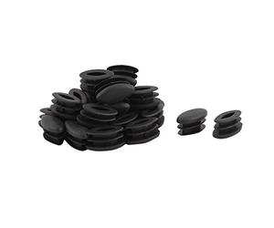 sourcingmap 30pcs Bouchon Pied de Chasie Embout Capuchon Jambe Tube Insert Table Meuble Protection ovale Plastique noir 15 x 30mm