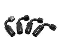 Sourcingmap 4 pcs Noir en alliage d'aluminium 6 AN pivotant à 90 degrés de voiture fioul Raccord pour tuyau d'arrosage