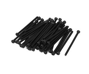sourcingmap 50pcs M2x30mm Vis à tête hexagonale à six pans creux Vis moletée Boulon Alliage d'acier Noir