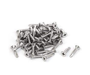 sourcingmap 50pcs Vis Autotaraudeuse à Tête Fraisée Cruciforme Vis Autoperceuse Vis Autoforeuse M4.2x19mm #8 Fil