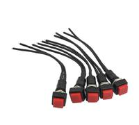 sourcingmap 5Pcs 10mm La Place Rouge câblé Klaxon bouton poussoir Non momentané AC 250V 3A