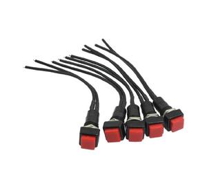 sourcingmap 5Pcs 10mm La Place Rouge câblé Klaxon bouton poussoir Non momentané AC 250V 3A