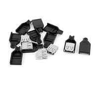 sourcingmap 5PCS USB 2.0 Type A Female Socket Adapter Connector w Plastic Cover for DIY