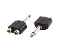 Sourcingmap 6.35mm Mono Mâle vers RCA Femelle Double Raccord Adaptateur Audio Stéréo 2 Pcs