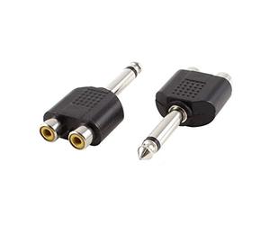Sourcingmap 6.35mm Mono Mâle vers RCA Femelle Double Raccord Adaptateur Audio Stéréo 2 Pcs