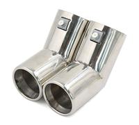 sourcingmap 60mm Ovale Bout courbé Acier Inoxydable Double Silencieux Échappement Embout Pot Echappement Ton Argent