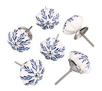 Sourcingmap 6x Bouton de Meuble Vintage en Céramique Peint - Poignée pour Porte, Tiroir, Placard, Armoire - Motif Pachira Macrocarpa