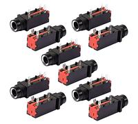 sourcingmap Acoustique 6.35mm 0.6cm 3 Broches Mono Jack Panneau Monture PCB Connecteurs 10 Pcs