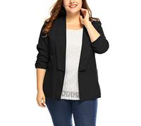 Sourcingmap Blazer décontracté à col châle et Manches 3/4 pour Femmes Noir 3XL