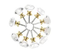 Sourcingmap Bouton rond/en forme de diamant en cristal pour placard de cuisine, armoire, tiroir, armoire, armoire avec vis, 30 mm, Verre diamant, alliage d'aluminium., Doré, Lot de 10