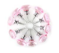 Sourcingmap Bouton rond/en forme de diamant en cristal pour placard de cuisine, armoire, tiroir, armoire, armoire avec vis, 30 mm, Verre diamant, alliage d'aluminium., rose, Lot de 10
