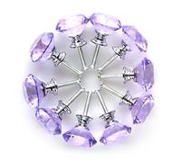 Sourcingmap Bouton rond/en forme de diamant en cristal pour placard de cuisine, armoire, tiroir, armoire, armoire avec vis, 30 mm, Verre diamant, alliage d'aluminium., violet, Lot de 10