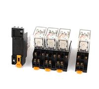 sourcingmap DPDT Rouge LED Relais électromagnétiques avec Douille Base AC220V-240V 5Pcs