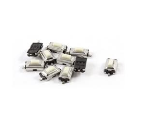 Sourcingmap Lot de 10 Tact Switch Blanc, Argent 6 x 3,5 x 2,5 mm 2 Pins Momentary SMD SMT Tact Bouton Poussoir Interrupteur ON-OFF IP54