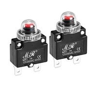 Sourcingmap Lot de 2 disjoncteurs thermiques 7 A 125/250 V AC 32 V CC avec bouton poussoir de réinitialisation et protection contre les surcharges avec capuchon étanche