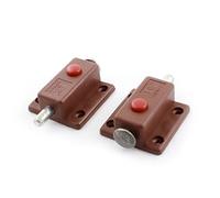 sourcingmap Lot de 2 Verrou Loquet Bouton Targette boulons de barillet de verrouillage automatique en plastique marron montés sur vis de porte, distance de trou de 27 x 30 mm
