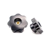 Sourcingmap Lot de 2 vis à tête héptagonale en plastique en forme d'étoile Noir M18 x 63 mm