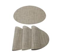 Sourcingmap Lot de 4 Sets de Table Lavable résistant à la Chaleur Croix tissé antidérapant Tapis de Isolation pour Table de Salle à Manger de Cuisine, Ovale, Light Camel, 45,7 x 30,5 cm