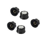 sourcingmap Lot de 5 Bouton Potentiomètre 6mm diamètre trou arbre rotatifs supérieurs noirs argentés de 24 mm