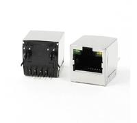 Sourcingmap Lot de 5 connecteurs 8P8C RJ45 Ethernet LED PCB Connecteur 2 Prises de Support Vertical