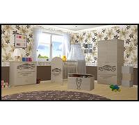 Sourcingmap Lot de 5 meubles de bébé - Lit bébé + Matelas + Armoire + Commode + Boîte à jouets (modèle 9)