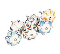 sourcingmap Lot de 6 pièces boutons ronds en céramique chics, de style ancien, bleus et blancs, à motif floral, peints à la main pour placards, penderies, armoires, tiroirs, portes, Mixed Color #1, 6 Pack