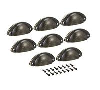Sourcingmap Lot de 8 poignées de tasse en acier au carbone en laiton antique pour commode, armoire de cuisine, tiroir, 8,1 cm de long et 3,5 cm de large