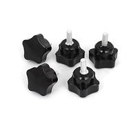 sourcingmap M6 x 15 mm Filetage mâle Vis sur Étoile Tête de serrage Bouton Grip Noir 5 pcs