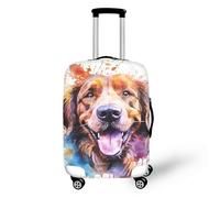 Souriant Golden Retriever Valise Protecteur Femme Élastique Protection Lavable Chien Peinture Aquarelle Couverture de Bagage Cadeau pour Famille ou Ami, Golden Retriever souriant, S(18-21 IN)