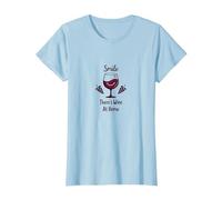 Souriez, il y a du vin à la Maison, décoration d'intérieur Amusante pour Les Amateurs de vin T-Shirt, Femme, Bleu Céleste, M