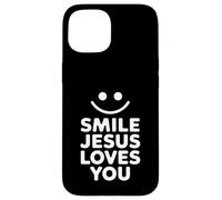 Souriez, Jésus vous aime, drôle de foi chrétienne Coque pour iPhone 15