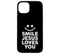Souriez, Jésus vous aime, drôle de foi chrétienne Coque pour iPhone 15 Plus