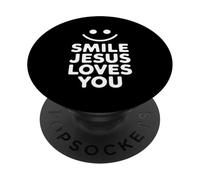 Souriez, Jésus vous aime, drôle de foi chrétienne PopSockets PopGrip Adhésif