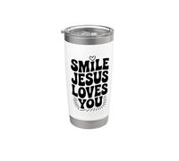 Souriez, Jésus vous aime, foi chrétienne, source d'inspiration Gobelet isotherme en acier inoxydable double paroi