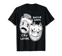 Souriez Maintenant, pleurez Plus Tard, Angel Devil, Happy Sad, Dessin animé Vintage T-Shirt Graphique avec Valeur