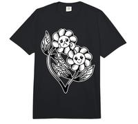 Souriez Maintenant, pleurez Plus Tard, Joyeux, Triste, Fleurs, Blackwork Comfort Colors Adult Heavyweight T-Shirt